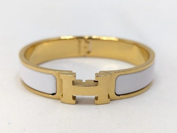 Click Clack H Gold x White Bracelet Bangle Women's