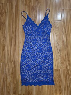 Royal Blue Floral Lace Bodycon Mini Dress Size Small