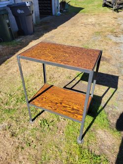 Industrial 2-Tier Wood and Metal Stand