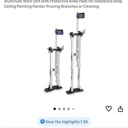 GCCSJ 24''-40'' Drywall Stilts for Adults Adjustable Heights Aluminum Work Stilt with Protective Knee Pads for Sheetrock Drop Ceiling Painting Painter
