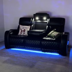 ** 100% TOP GRAIN LEATHER DUAL POWER RECLINING SOFA **