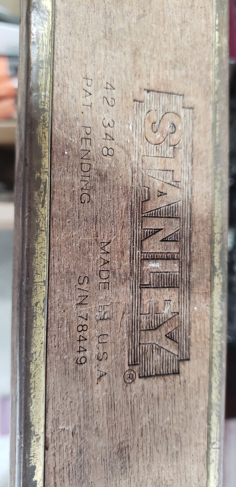 48 in Stanley wood brass bound level
