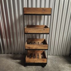 World Market Gavin Wood 4 Tier Rolling Cart