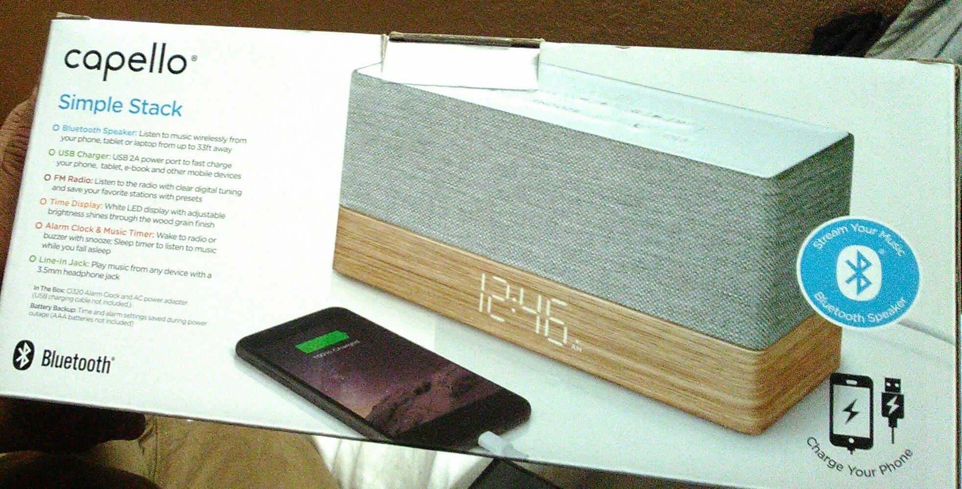 Capello alarm clock and Bluetooth speaker