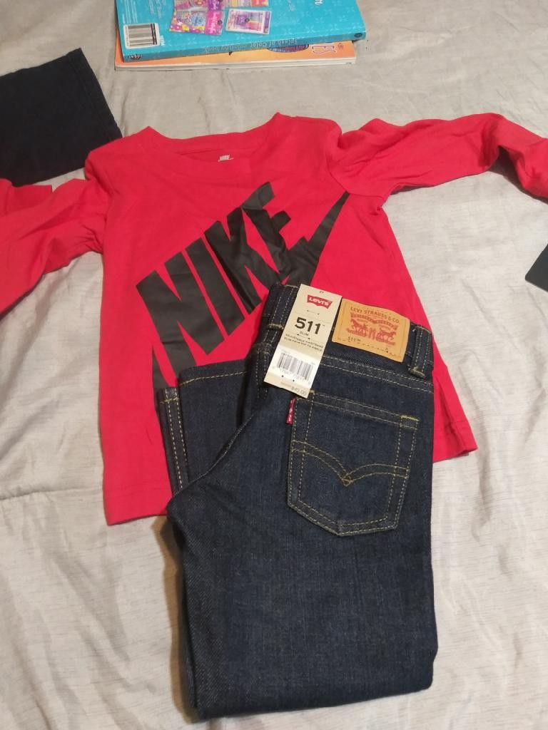 Nike long sleeve shirt and Levi pants for children