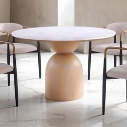 47” Round Dining Table With White Marble Top, Free Delivery ✅ Contemporary Round Dining Table