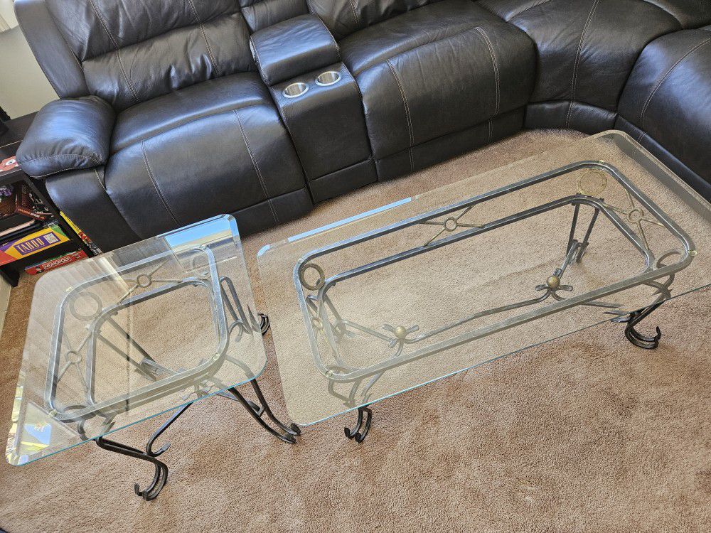 High Quality Glass Coffee Table And Matching Pair Of End Tables