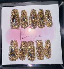 Gold Diamond Press Ons