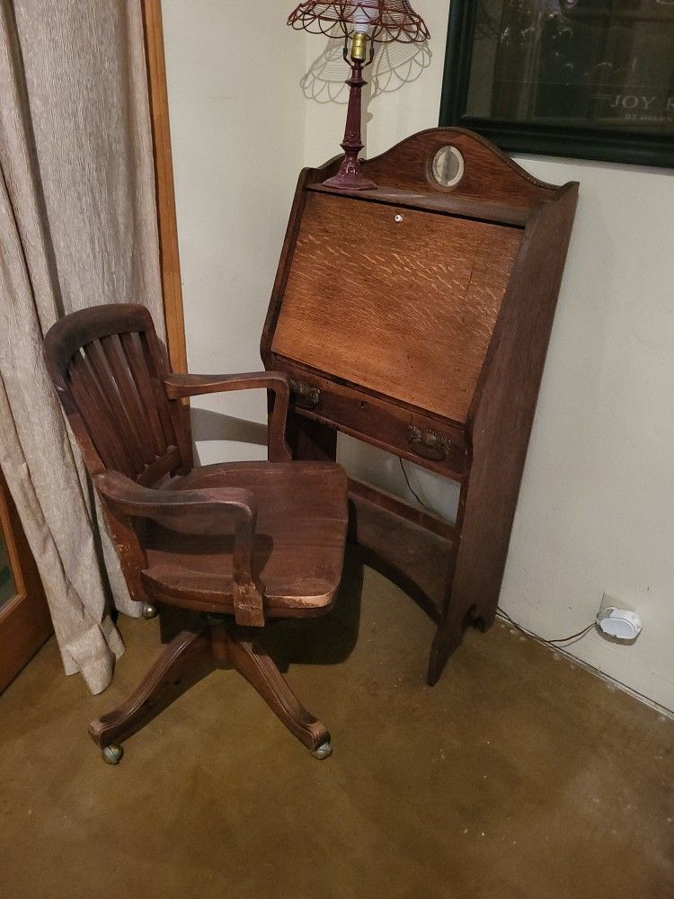 Antique Secretary Desk And Chair