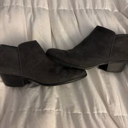 Black Suede Ankle Boots with Block Heel