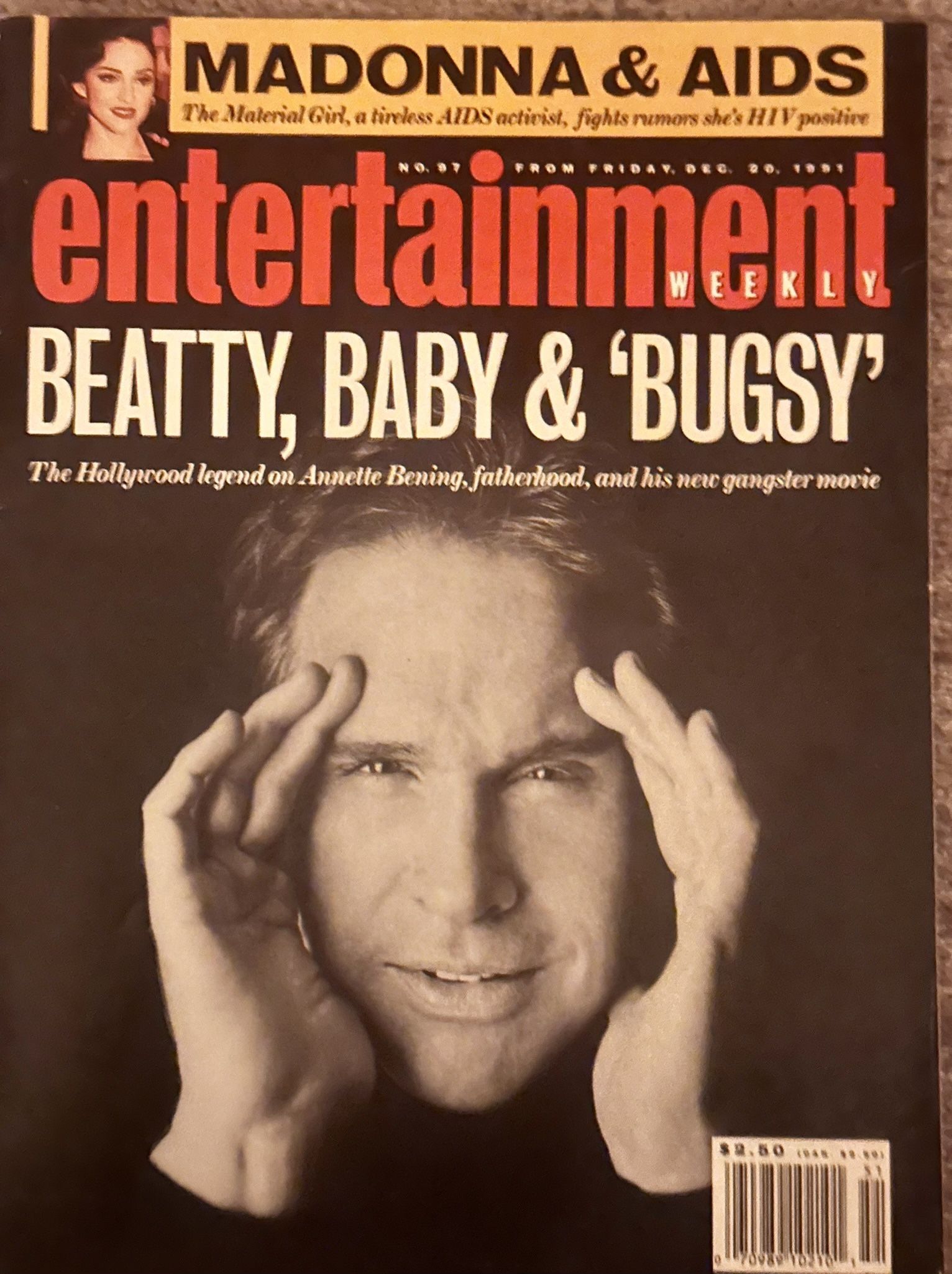 WARREN BEATTY December 20, 1991 ENTERTAINMENT WEEKLY Magazine MADONNA