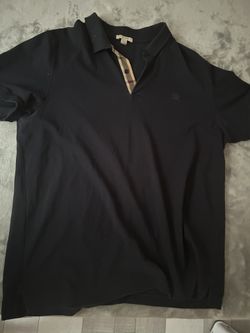 Navy Blue Burberry Cotton Polo Shirt