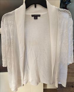 Preowned Womens Covington Open Front Cardigan Sweater White  Size M