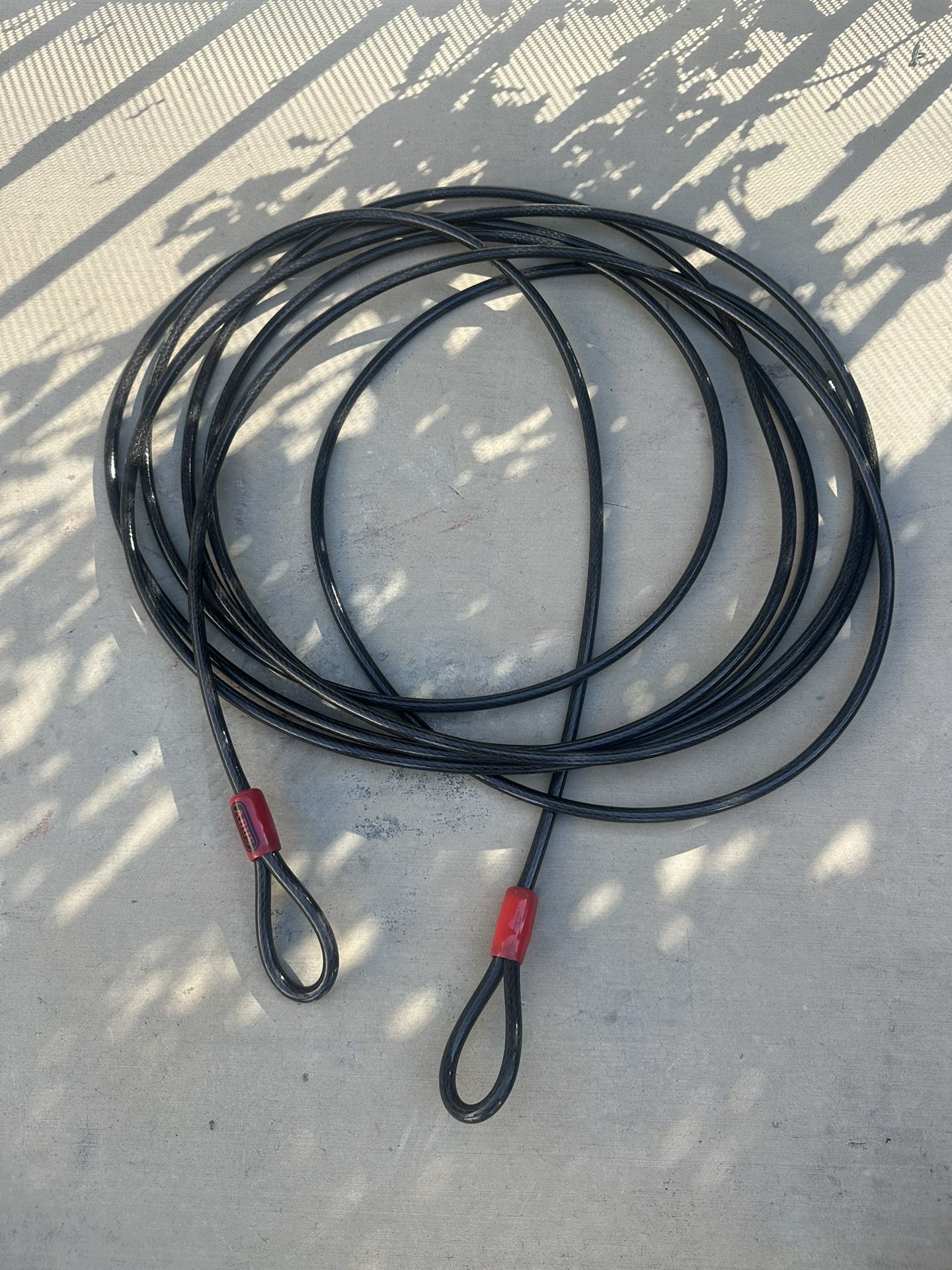 ABUS Heavy Duty Steel Cable Lock Wetter D-58292 Black Coated Loops Red Sleeves - Used, Good Condition