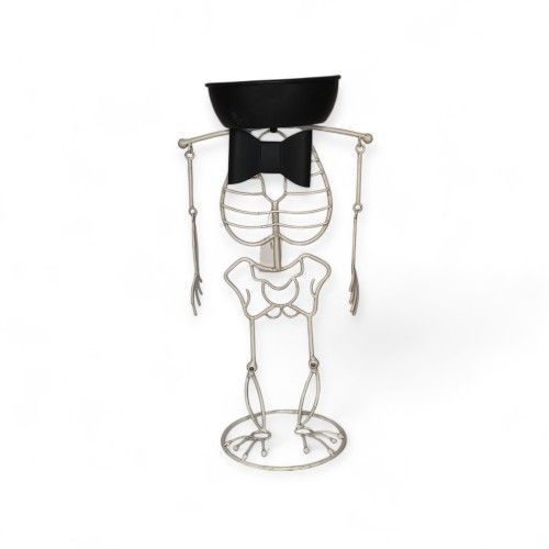Spooky Season Halloween Skeleton Bones Tall Metal Candy Bowl