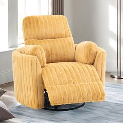Power Glider Recliner W Swivel Chair. Yellow Fabric, New Especial Price