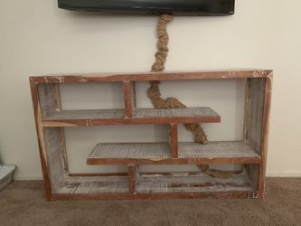 Distressed Wood Console Shelf Unit 