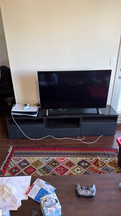 Large Dark Wood TV Stand / Entertainment Center with Storage