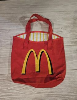 2013 McDonalds Promo French Fry Tote Bag Red Canvas Tote Bag Striped Vinyl