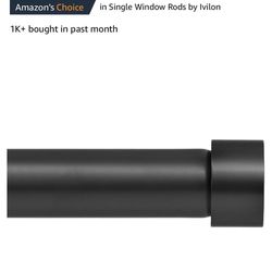 Ivilon Drapery Window Curtain Rod - End Cap Style Design 1 Inch Pole. 28 to 48 Inch Color Black