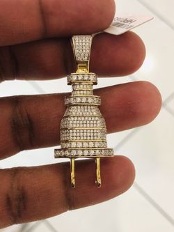925 Silver Plug Pendant with 14K Gold Finish