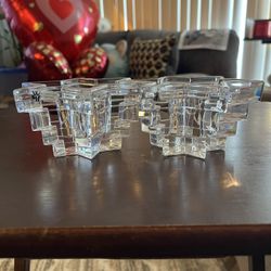 Title: Vintage WMF German Lead Crystal Star Votive Holders - Set of 2