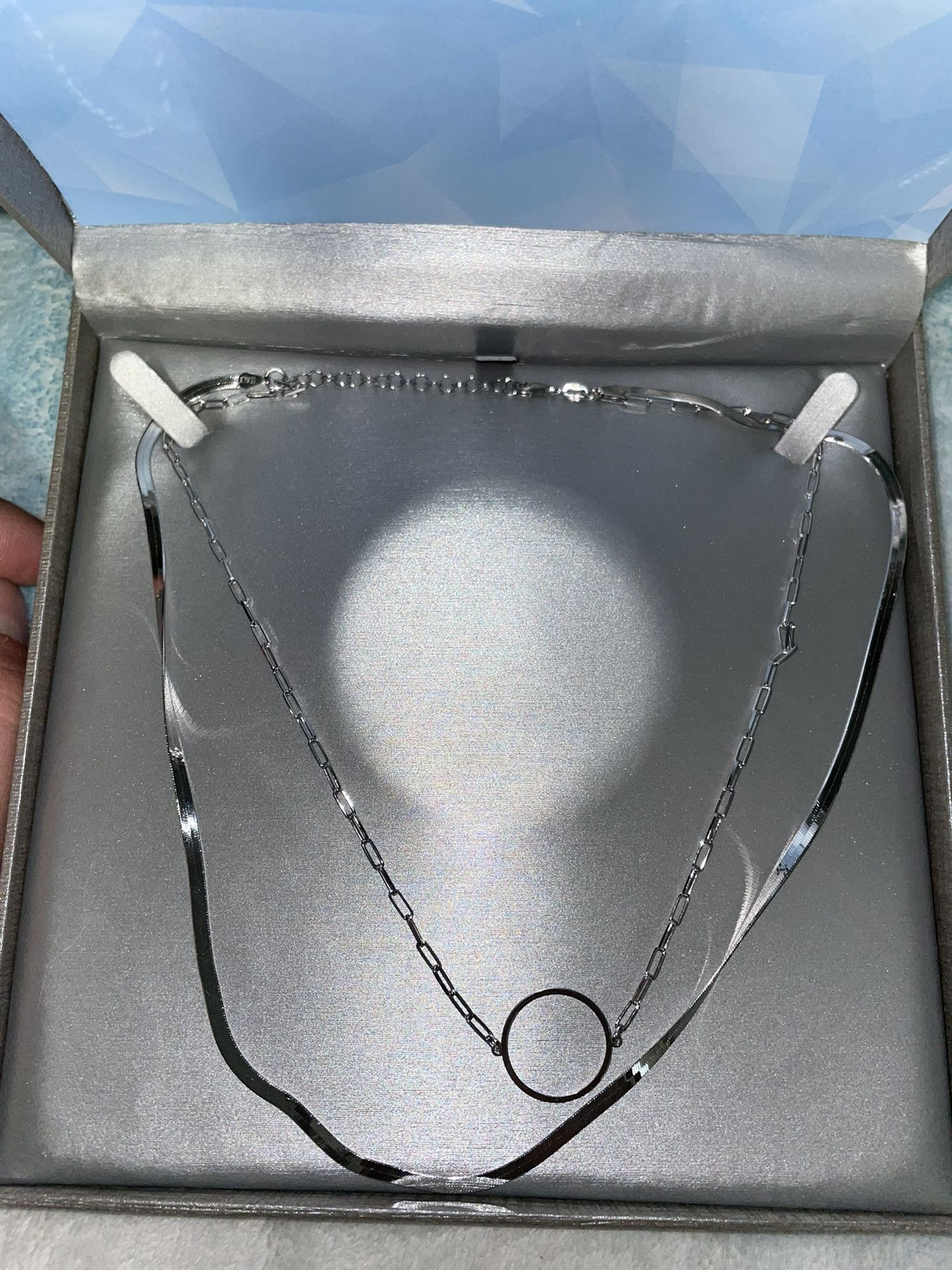 Women’s double layer silver necklace
