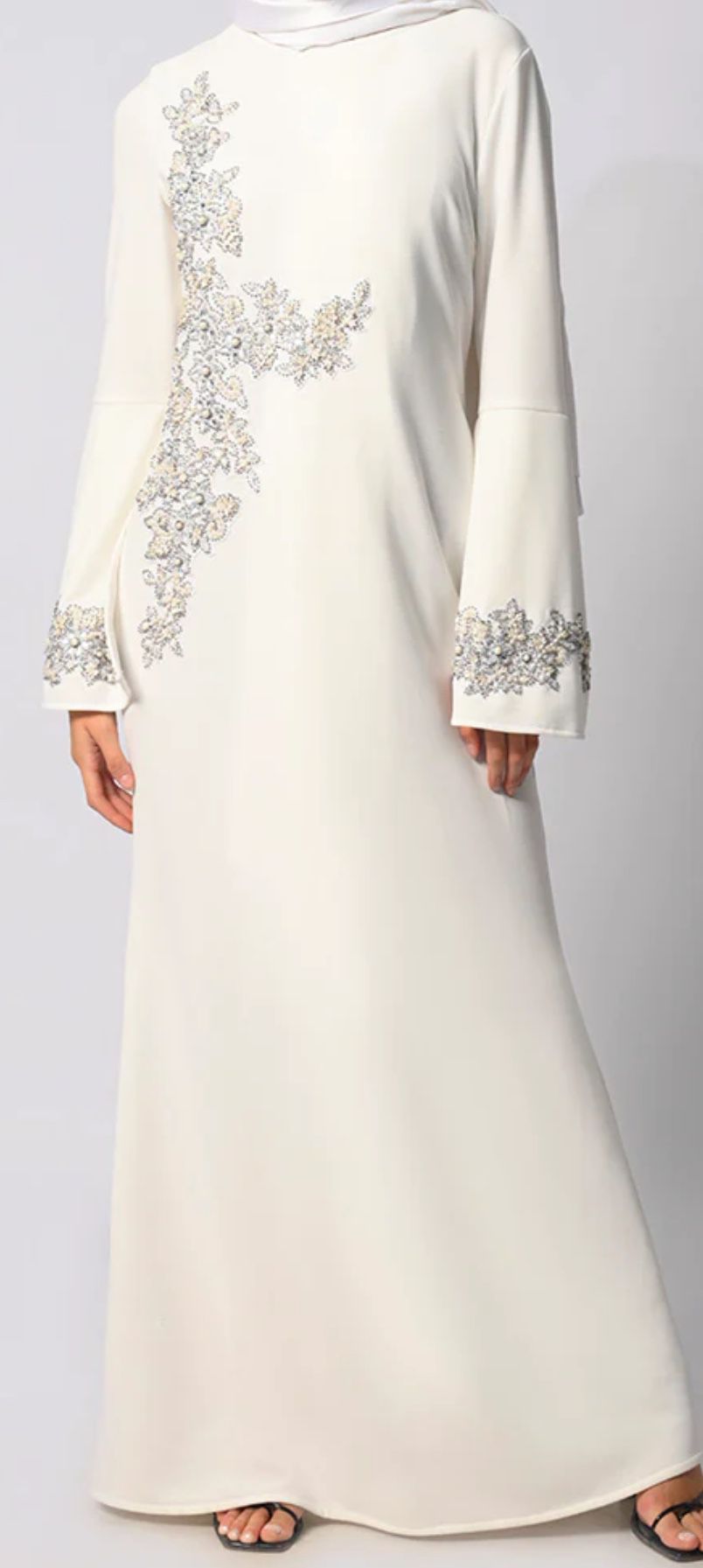 White Abaya Dubai Long Maxi Dress