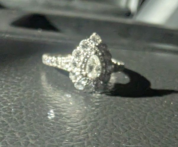 14K White Gold Pear Shaped Diamond Engagement Ring