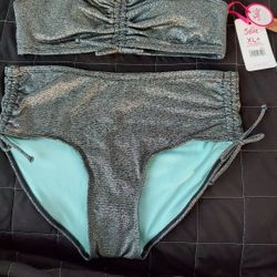 Girls Black & Silver Bikini Size 16/18