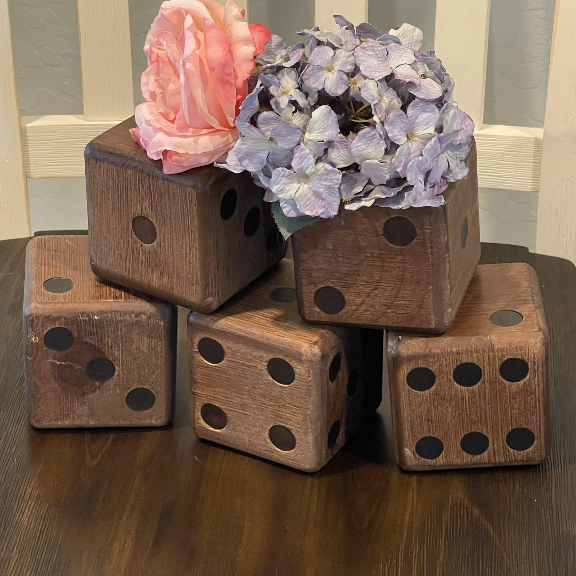 Set of 5 solid wood dice