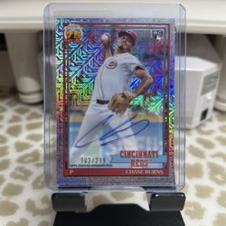 2026 Topps Series 1 Chrome 1991 Baseball Autographs Blue Mojo Refractor – Chase Burns #91C-38