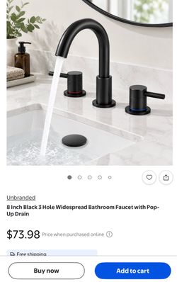 8 Inch Black 3 Hole Widespread Bathroom Faucet with Pop-up drain