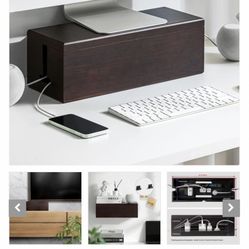Vintage Walnut Large Cable Box-cord Organizer 