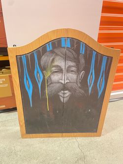 Custom painted dartboard cabinet