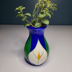 Talavera Calla Lily Hand Painted Pottery Vase