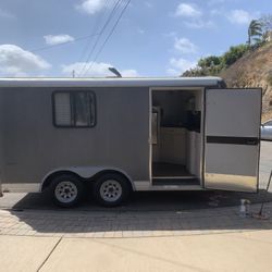 Spacious Converted Enclosed Trailer RV With Kitchen Table Bed
