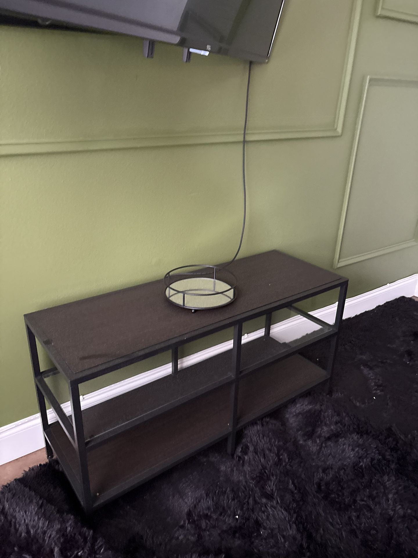 Black/ Metal Glass TV Stand 
