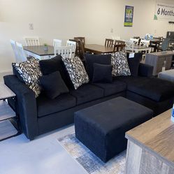 Black Sectional With Designed Pillows ‼️brand New In Stock‼️