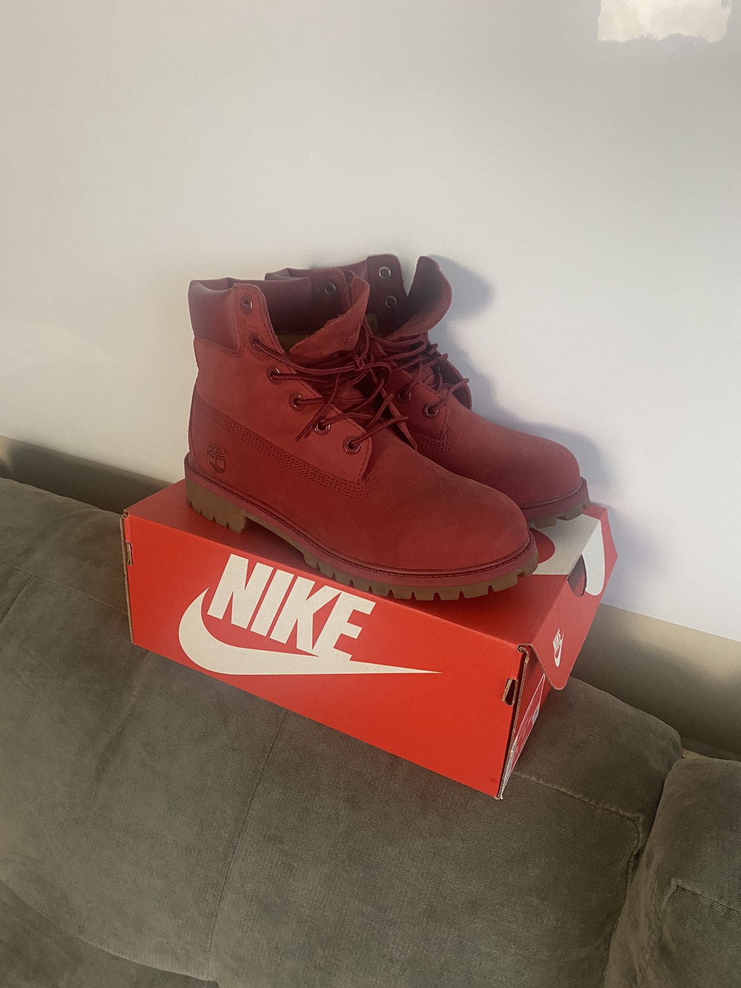 Red Timberlands US Size 6