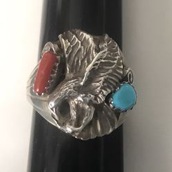 Sterling Silver Navajo Eagle Ring -Size 11