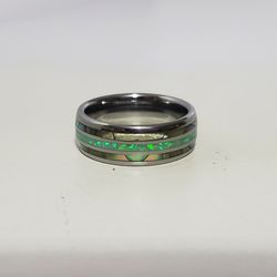 Opal Tungsten Carbide Inlay Large Ring