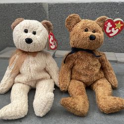 Vintage Ty Beanie Baby Bears Fuzz 1998 Huggy 2000 Original Tags