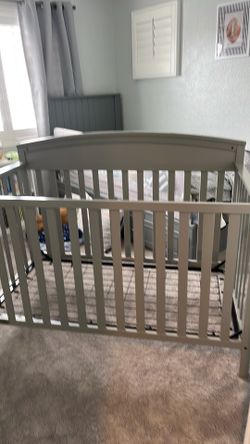 Price Drop- Gray wood crib awesome condition