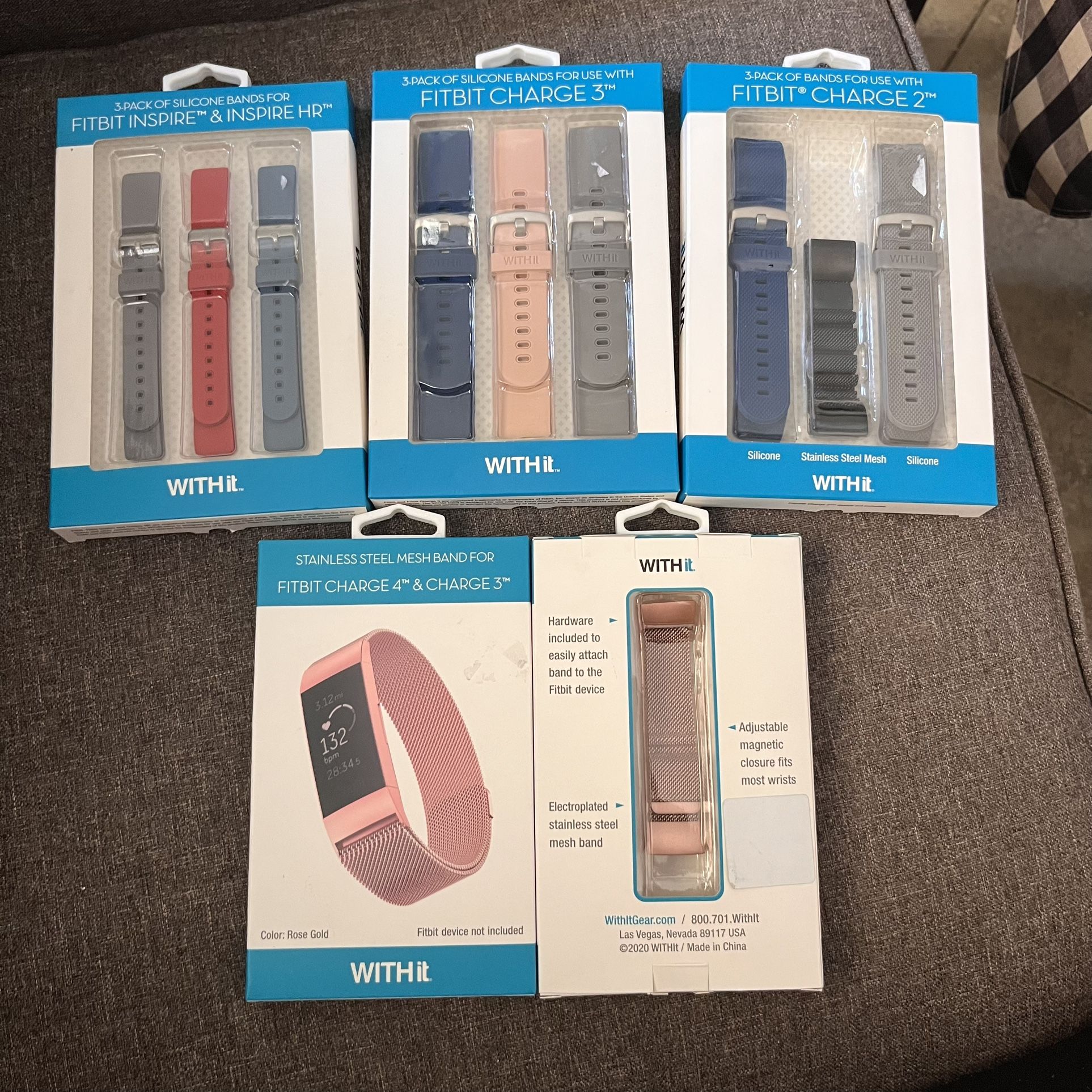 WITH it Silicone Bands for FITBIT Inspire/Inspire HR, Charge 2/3 or Charge 3&4