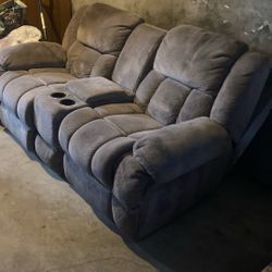 Loveseat Sofa Recliner W/ Coffee Table And End Tables 