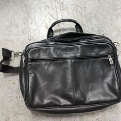 Kenneth Cole New York Black Leather Reaction Briefcase Laptop Bag

