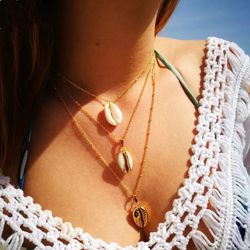 Bohemian Multi Layer Shell Chain Necklace