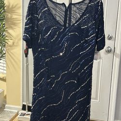 Alex Evenings Plus Size Sequined Godet Gown-SZ -14 W