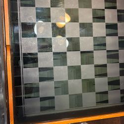 Glass And Wood Antique Chess Game. 
